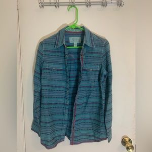 Ryan Michael western denim collared long sleeve